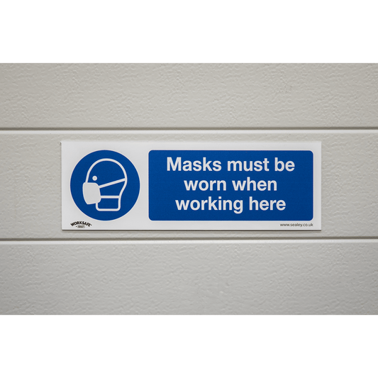 Sealey Mandatory Safety Sign - Masks Must Be Worn - Rigid Plastic