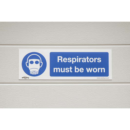 Sealey Mandatory Safety Sign - Respirators Must Be Worn - Self-Adhesive Vinyl