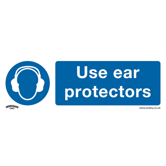 Sealey Mandatory Safety Sign - Use Ear Protectors - Self-Adhesive Vinyl