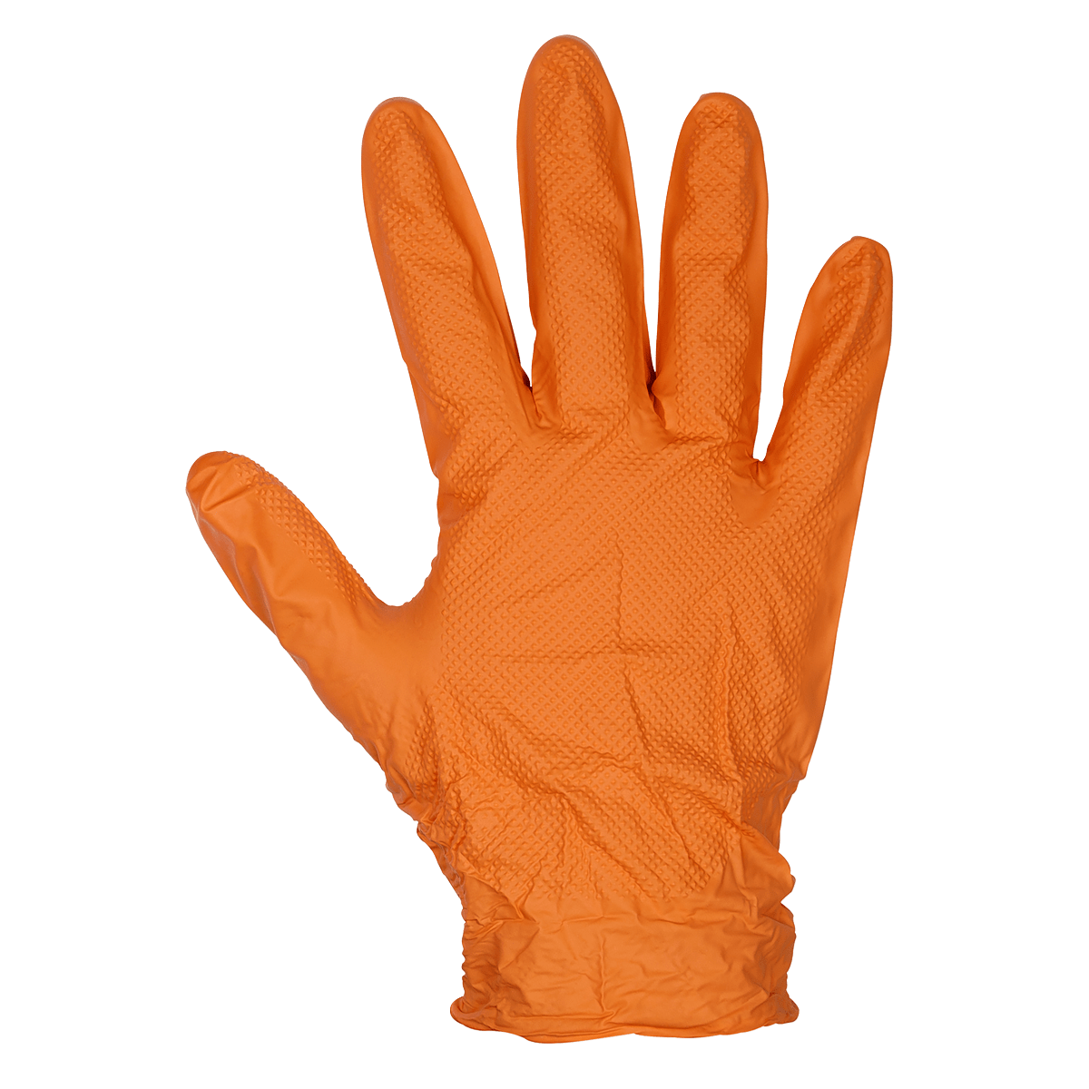 Sealey Orange Diamond Grip Extra-Thick Nitrile Powder- Free Gloves - Pack of 50