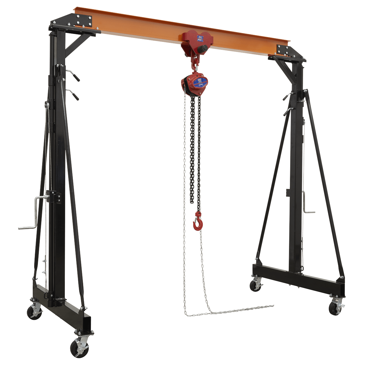 Sealey Portable Lifting Gantry Crane Adjustable 2 Tonne & Hoist Combo