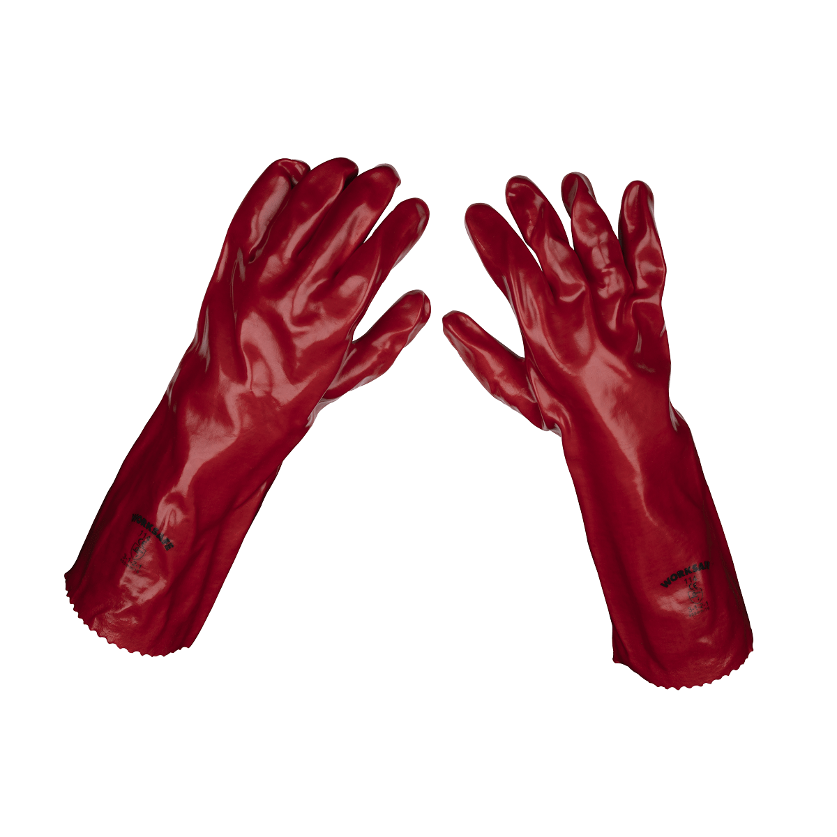 Sealey Red PVC Gauntlets 450mm - Pack of 12 Pairs