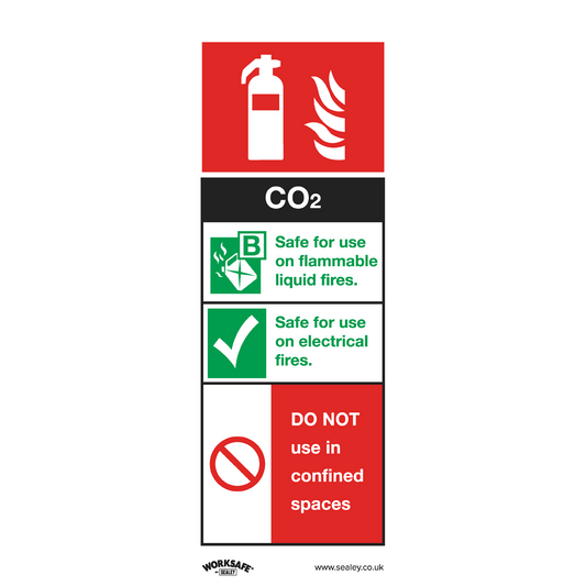 Sealey Safe Conditions Safety Sign - CO2 Fire Extinguisher - Self-Adhesive Vinyl