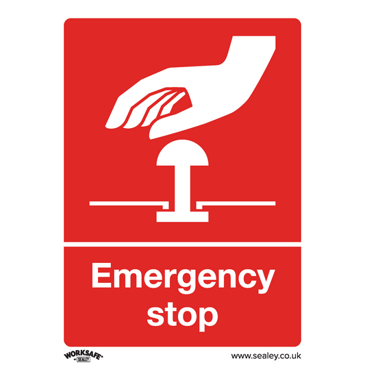 Sealey Safe Conditions Safety Sign - Emergency Stop - Rigid Plastic