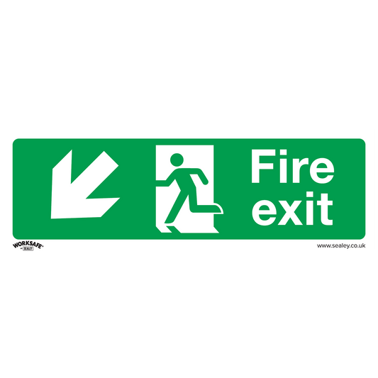 Sealey Safe Conditions Safety Sign - Fire Exit (Down Left) - Rigid Plastic