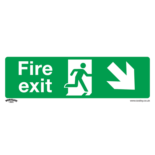 Sealey Safe Conditions Safety Sign - Fire Exit (Down Right) - Rigid Plastic