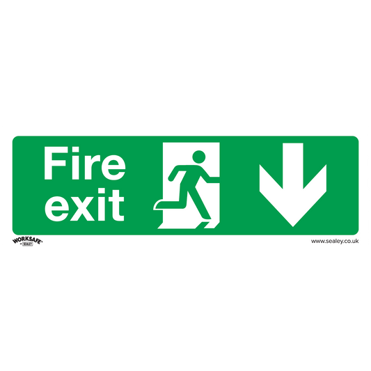 Sealey Safe Conditions Safety Sign - Fire Exit (Down) - Rigid Plastic