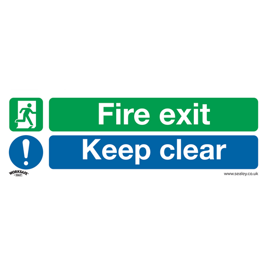 Sealey Safe Conditions Safety Sign - Fire Exit Keep Clear (Large) - Rigid Plastic