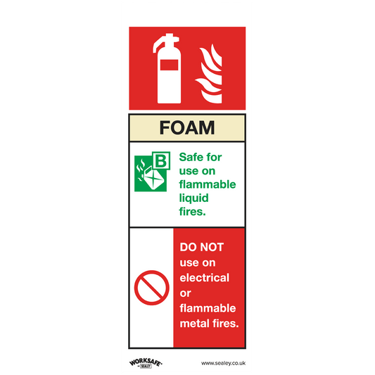 Sealey Safe Conditions Safety Sign - Foam Fire Extinguisher - Rigid Plastic