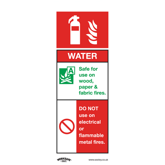 Sealey Safe Conditions Safety Sign - Water Fire Extinguisher - Rigid Plastic