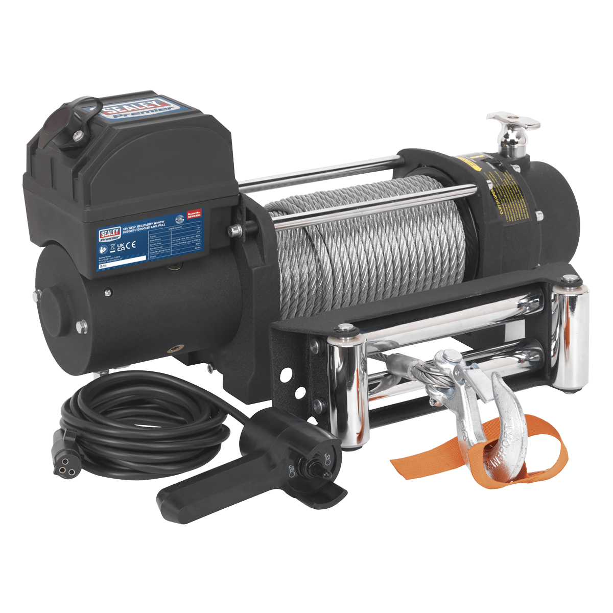 Sealey Self-Recovery Winch 5450kg (12000lb) Line Pull 12V