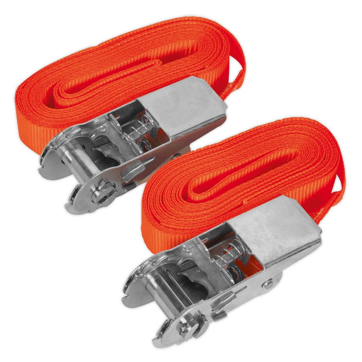 Sealey Self-Securing Ratchet Straps 25mm x 4.5m 500kg Breaking Strength - Pair
