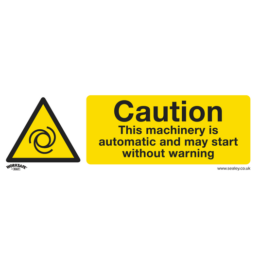 Sealey Warning Safety Sign - Caution Automatic Machinery - Self-Adhesive Vinyl