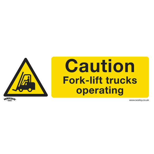 Sealey Warning Safety Sign - Caution Fork-Lift Trucks - Rigid Plastic