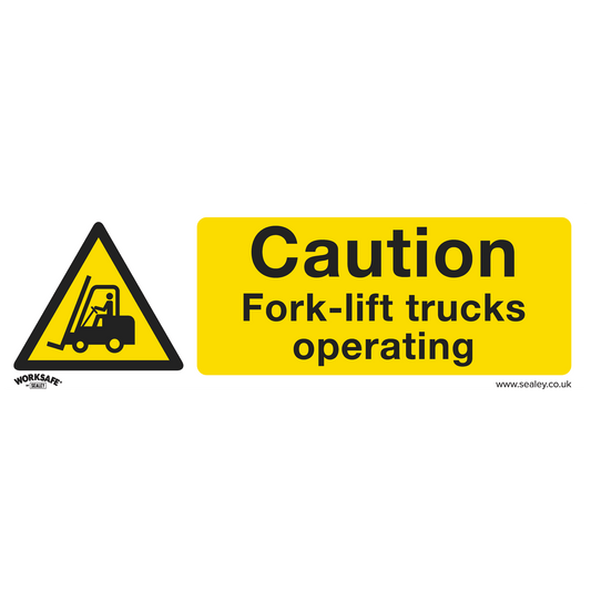 Sealey Warning Safety Sign - Caution Fork-Lift Trucks - Self-Adhesive Vinyl