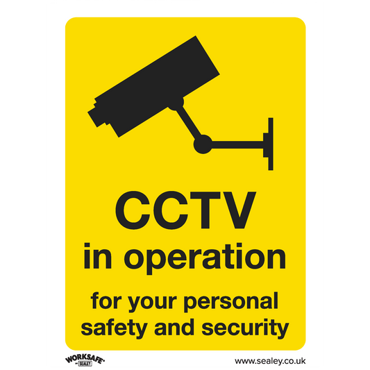 Sealey Warning Safety Sign - CCTV - Rigid Plastic