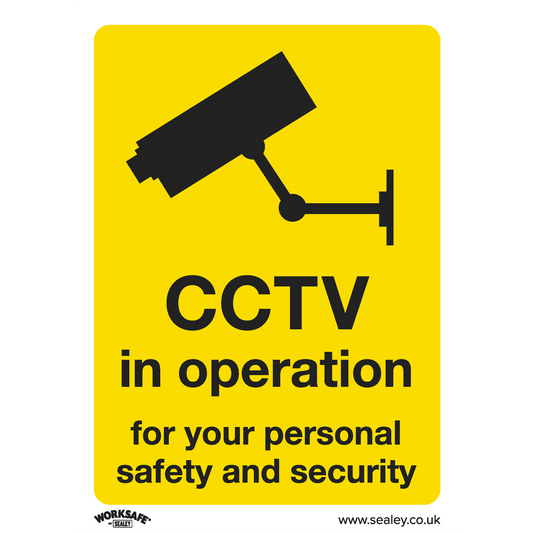 Sealey Warning Safety Sign - CCTV - Self-Adhesive Vinyl