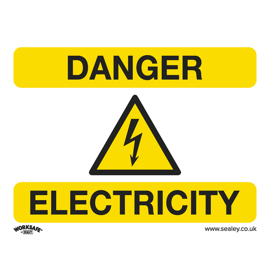 Sealey Warning Safety Sign - Danger Electricity - Rigid Plastic