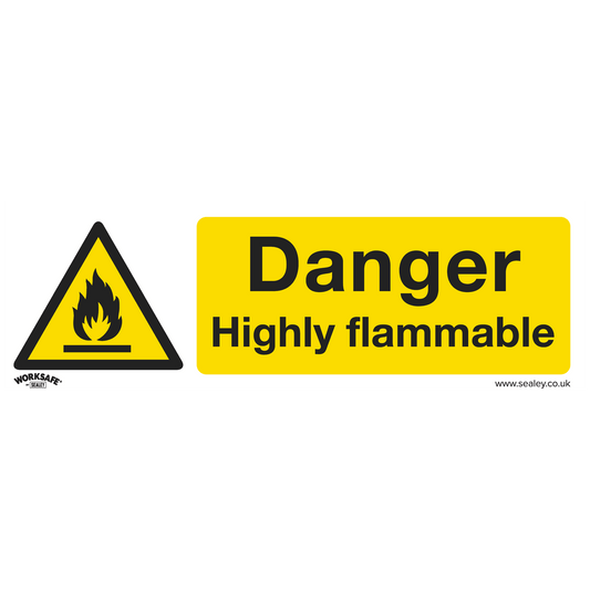 Sealey Warning Safety Sign - Danger Highly Flammable - Rigid Plastic