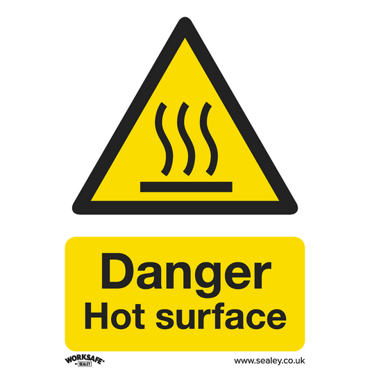 Sealey Warning Safety Sign - Danger Hot Surface - Self-Adhesive Vinyl