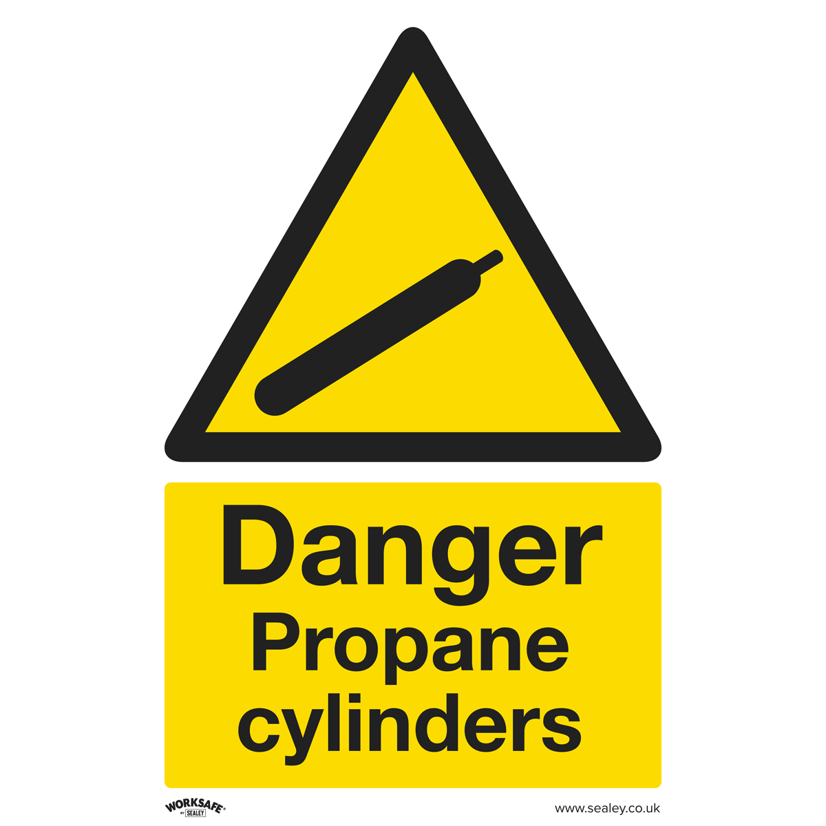 Sealey Warning Safety Sign - Danger Propane Cylinders - Self-Adhesive Vinyl
