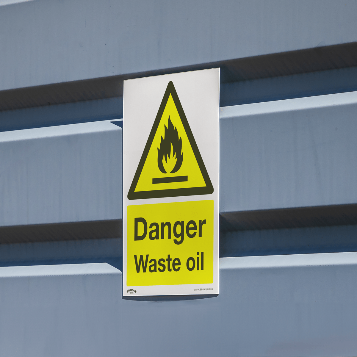 Sealey Warning Safety Sign - Danger Waste Oil - Self-Adhesive Vinyl