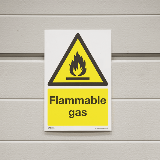 Sealey Warning Safety Sign - Flammable Gas - Rigid Plastic