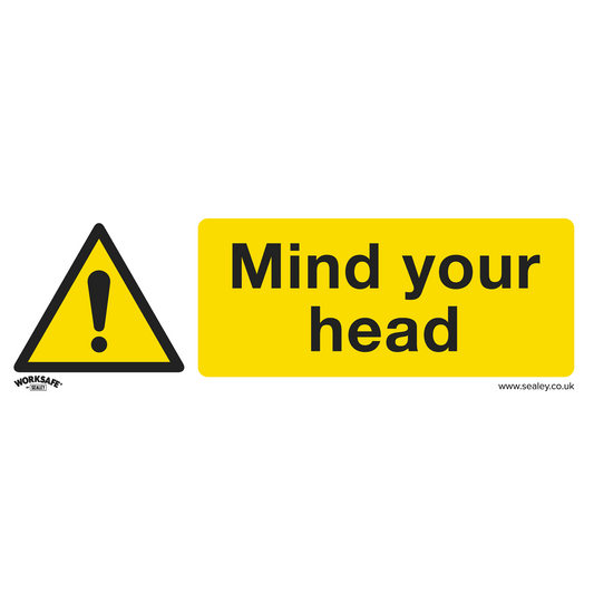 Sealey Warning Safety Sign - Mind Your Head - Rigid Plastic