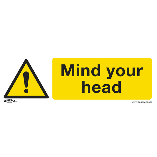 Sealey Warning Safety Sign - Mind Your Head - Self-Adhesive Vinyl